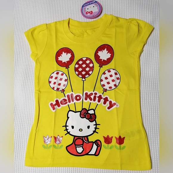 🔥SALE🔥 🌟HP🌟 Hello Kitty Sparkly Canada Girl's T-shirt Tee NWT Sizes 4, 6, 6X - Picture 1 of 5